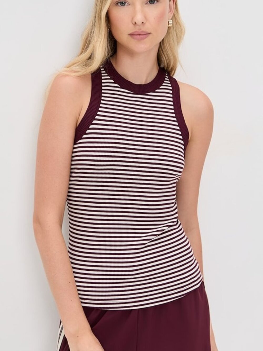 Sweaty Betty Harper Racer Tank Top Maroon/White